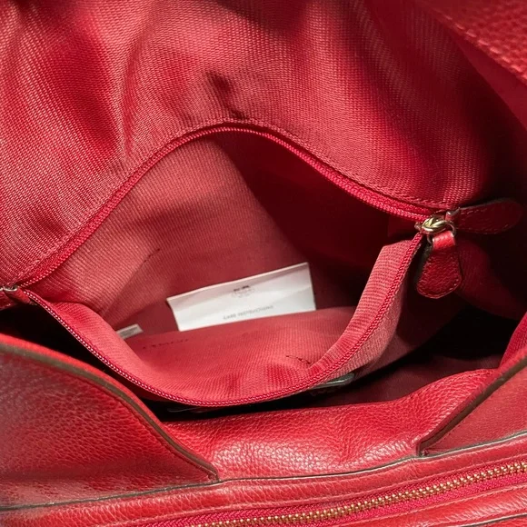 Coach Edie Pebbled Leather (33547) Shoulder Bag in Red with Dust Bag